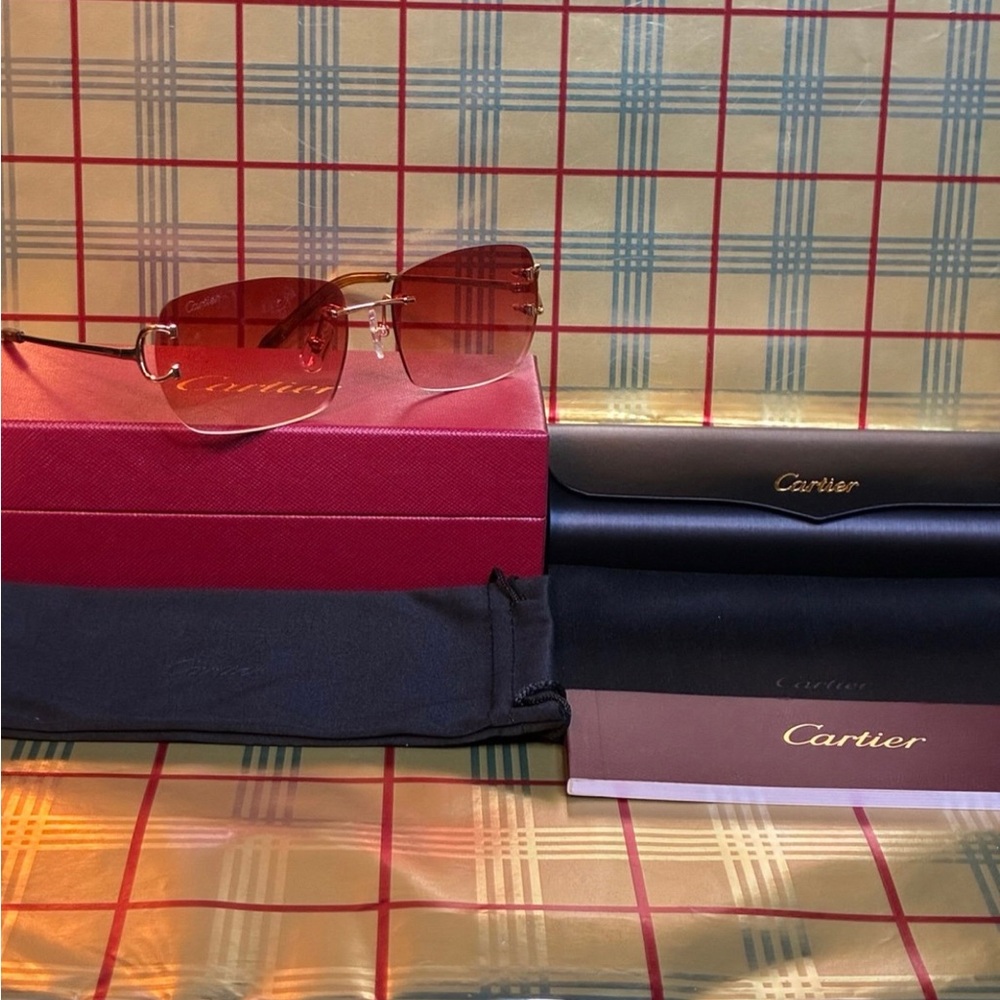 Cartier Unisex Big C Rimless Sunglasses